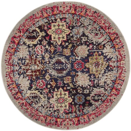 Flowers First 5 x 5 ft. Round Monaco Power Loomed Round Rug, Grey & Multi Color FL2115299